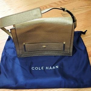 NWOT Rare Vintage Cole Haan Structured Metallic Gold Purse
